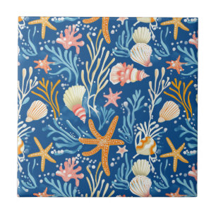 Carreau Côtière rustique - Coquillages, Starfish, Reef (26