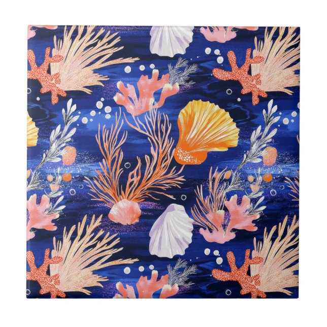 Carreau Côtière rustique - Coquillages, Starfish, Reef (27 (Devant)