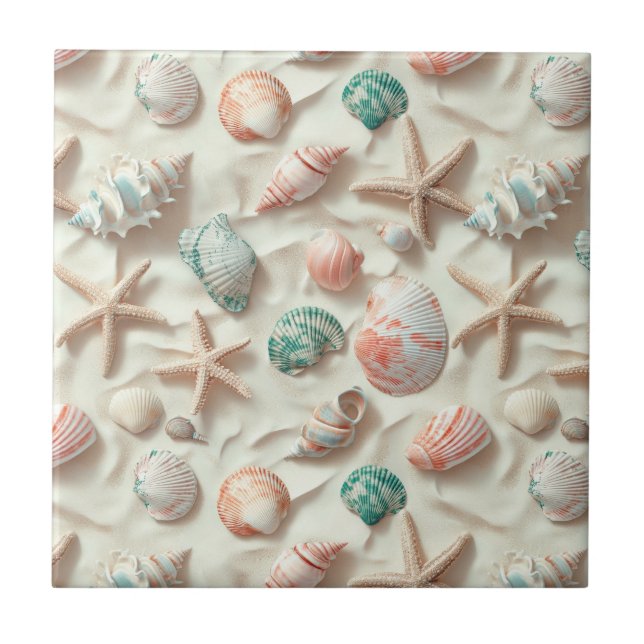 Carreau Côtière rustique - Coquillages, Starfish, Reef (33 (Devant)