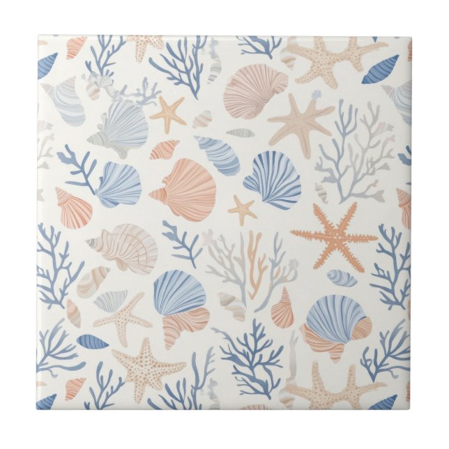 Carreau Côtière rustique - Coquillages, Starfish, Reef (34 (Devant)