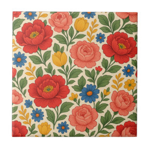 Carreau Cottage Coloré en Fleurs