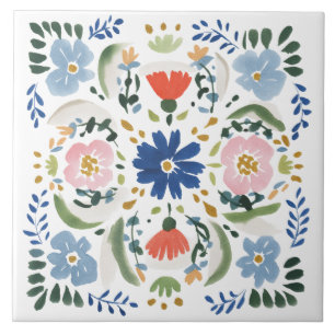 Carreau Cottage Floral Bleu Hollandais