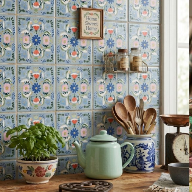 Carreau Cottage Floral Bleu Hollandais (Créateur téléchargé)