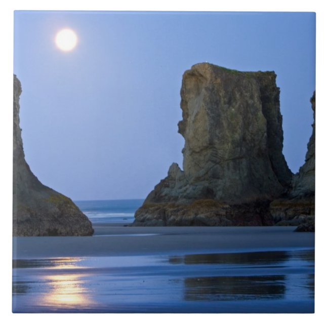Carreau Coucher de lune, plage de Bandon, Oregon. (Devant)