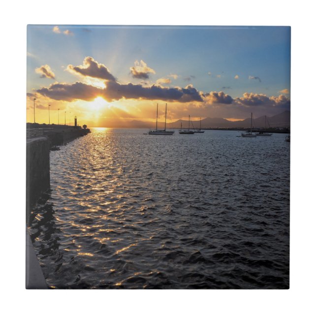Carreau Coucher de soleil à Arrecife, Lanzarote, Carrelage (Devant)