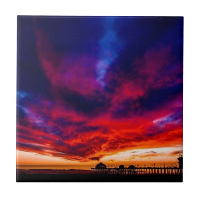 Carreau Coucher de soleil à la jetée, Huntington Beach, CA (Devant)