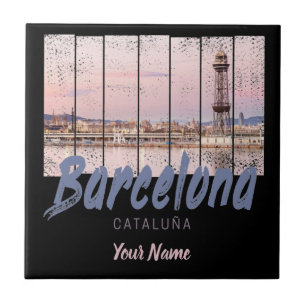 Carreau coucher de soleil de Barcelone Catalogne Skyline E