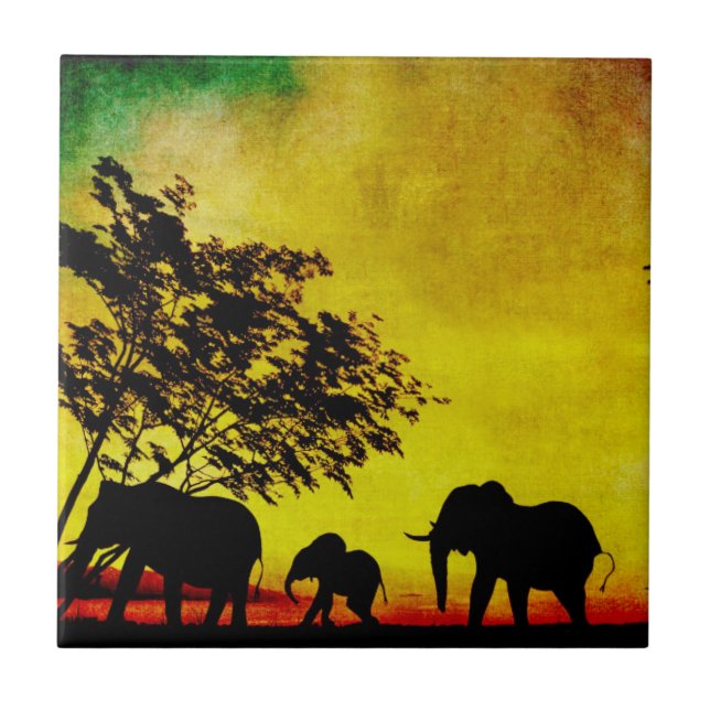 Carreau Coucher de soleil des éléphants (Devant)