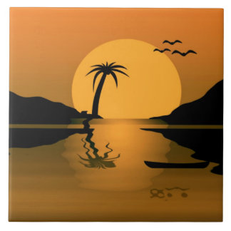 Carreau Coucher de soleil d'été reflet