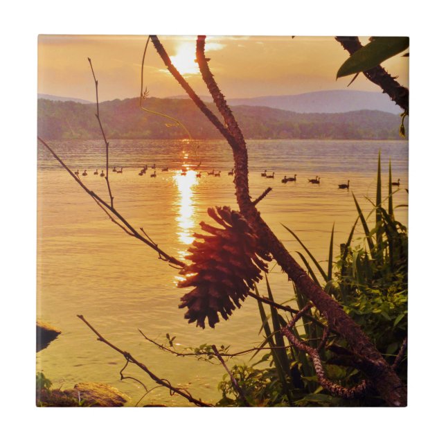 Carreau Coucher de soleil du lac Pinecone (Devant)