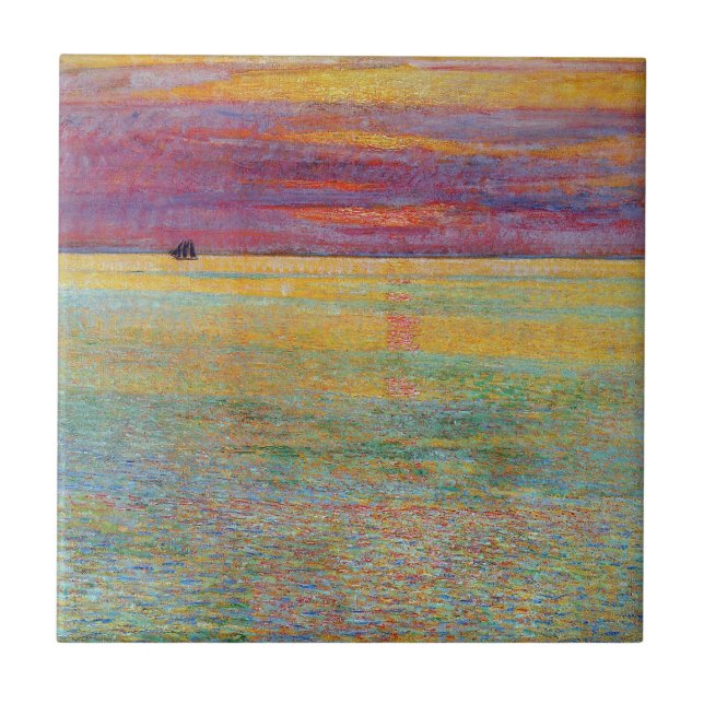 Carreau Coucher de soleil en mer (par Childe Hassam) (Devant)