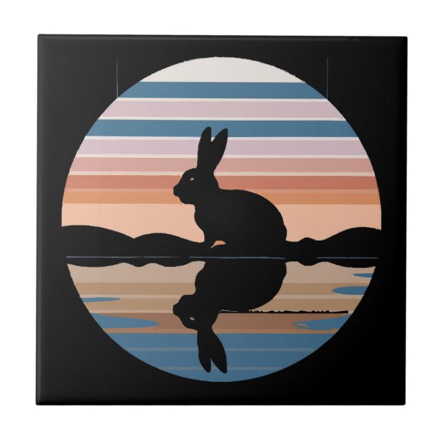 Carreau Coucher de soleil rétro de lapin (Devant)