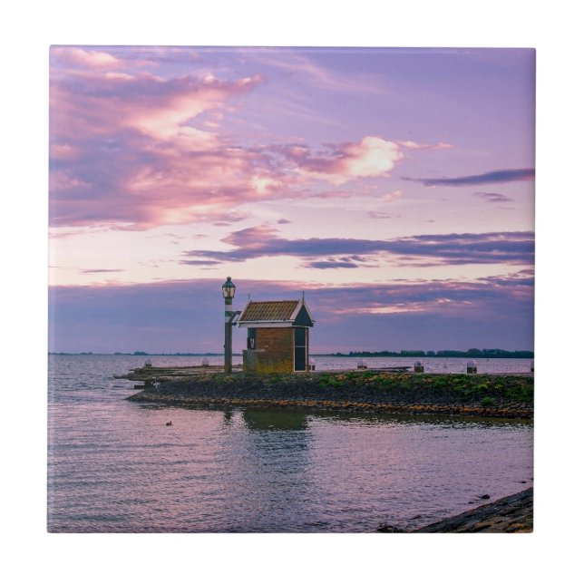 Carreau Coucher de soleil rose sur le lac (Devant)