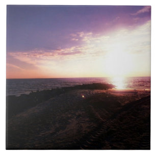 Carreau Coucher de soleil rose violet sur l'eau Côte du Go