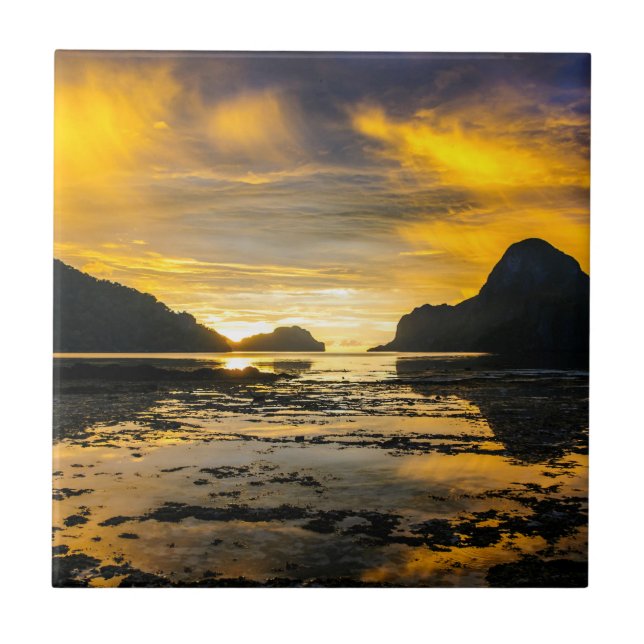 Carreau Coucher de soleil sur la baie d'El Nido (Devant)
