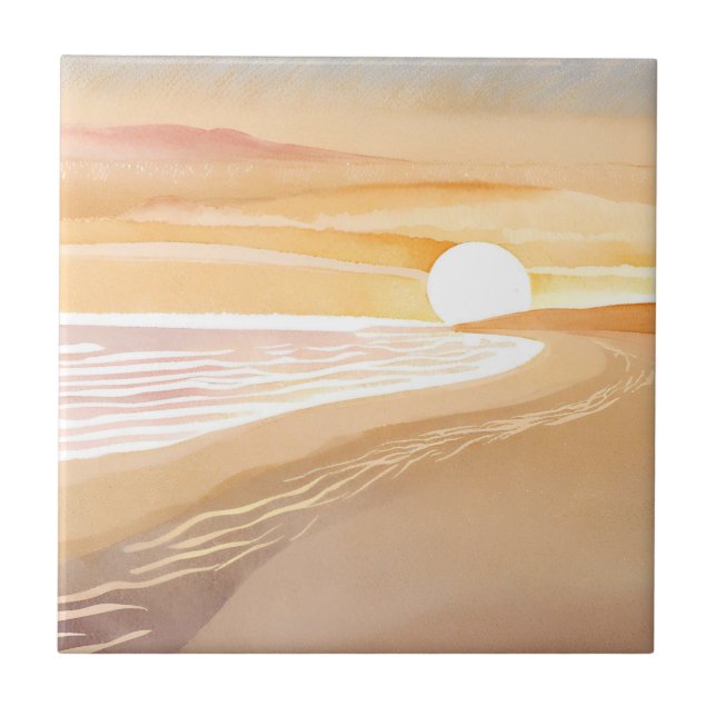 Carreau Coucher de soleil sur la plage aquarelle | Beau ja (Devant)