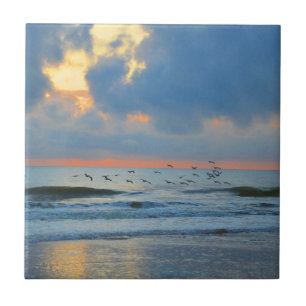 Carreau Coucher de soleil sur la plage orange Floride Océa