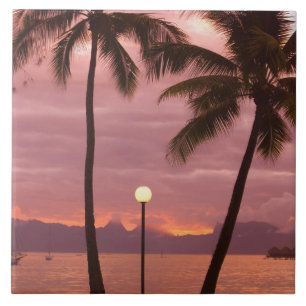 Carreau Coucher de soleil sur Moorea depuis la plage de So