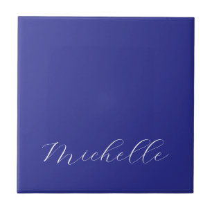 Carreau Couleur bleu profond calligraphie moderne simple d