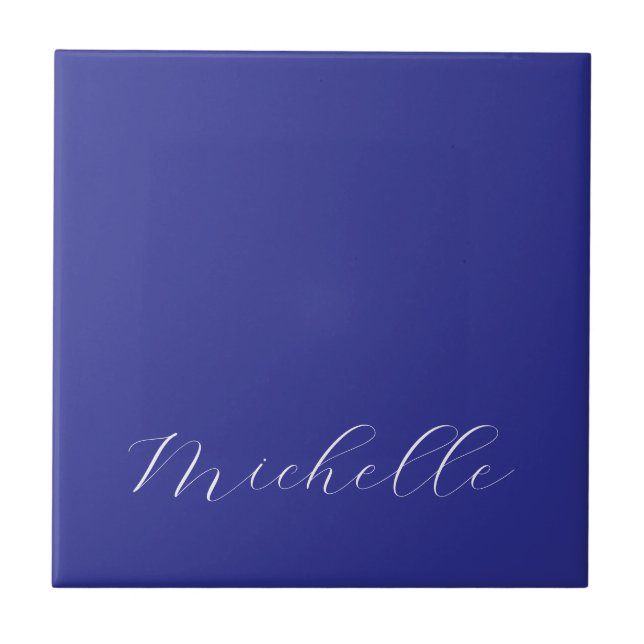 Carreau Couleur bleu profond calligraphie moderne simple d (Devant)