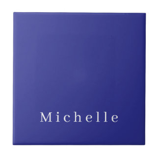 Carreau Couleur Bleue Profonde Moderne Minimaliste de Nom 