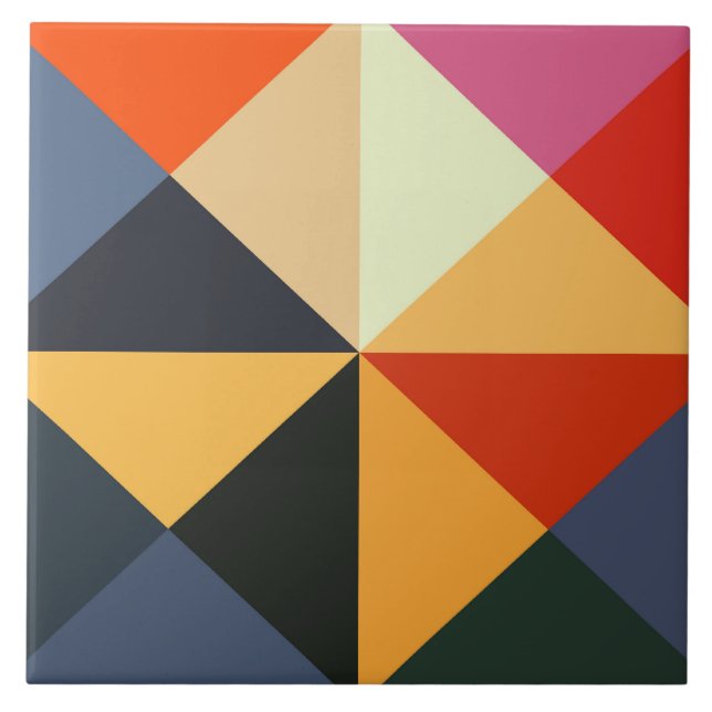 Carreau Couleur Bloc Art Diamant Motif Tile Trivet (Devant)