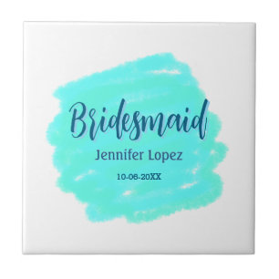 Carreau Couleur d'aquarelle bleu clair de Bridesmaid ajout