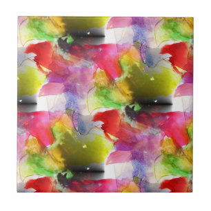 Carreau Couleur d'aquarelle rouge et jaune