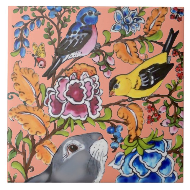 Carreau Couleur de lapin Corail floral Moitié supérieure d (Devant)