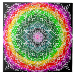 Carreau Couleur éclaté Rainbow Prism Mandala  