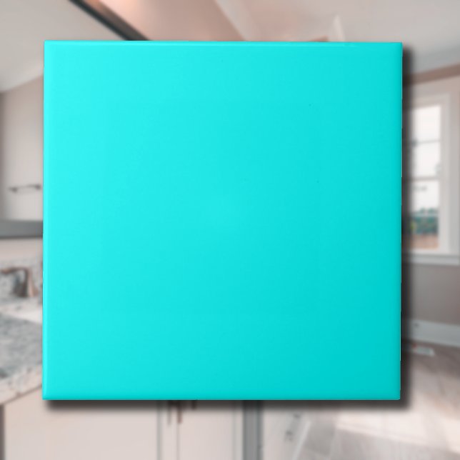 Carreau Couleur solide bleu néon | Classique | Élégant (Créateur téléchargé)