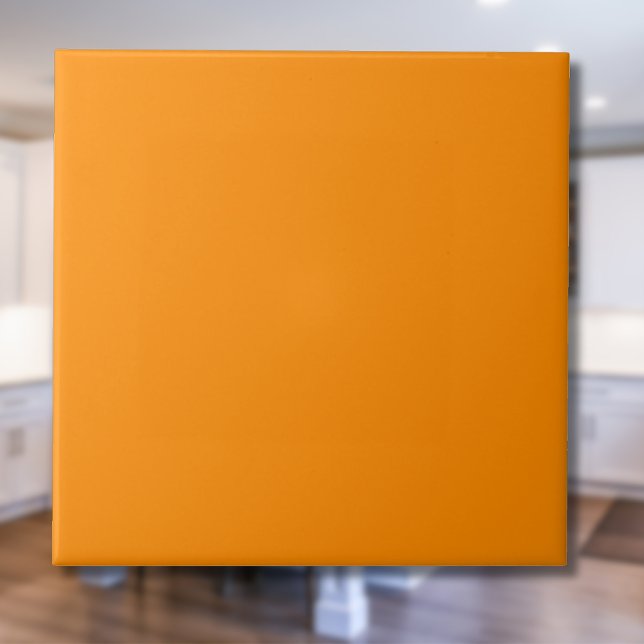 Carreau Couleur solide mandarine | Classique | Élégant (Créateur téléchargé)
