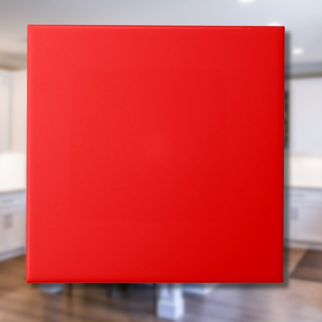 Carreau Couleur solide rouge néon | Classique | Élégant (Créateur téléchargé)