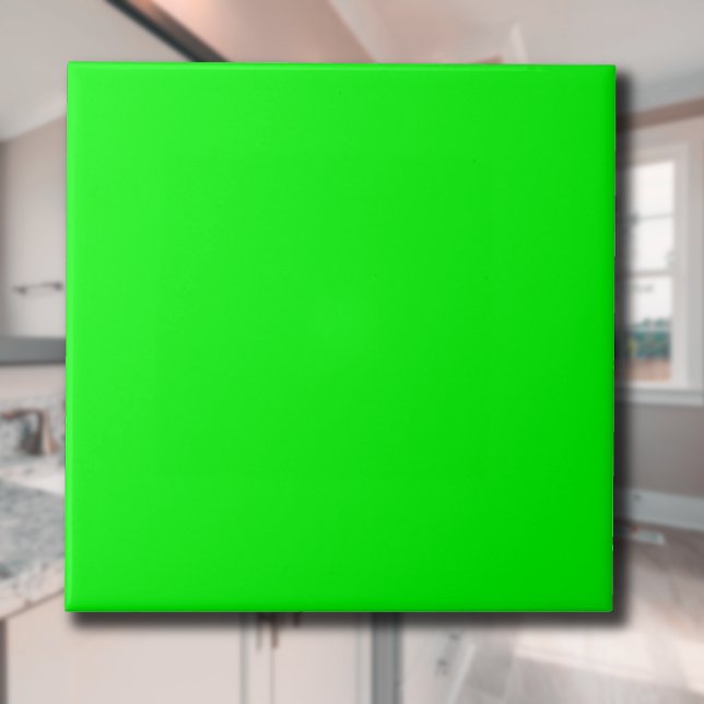 Carreau Couleur solide verte néon électrique | Classique | (Créateur téléchargé)