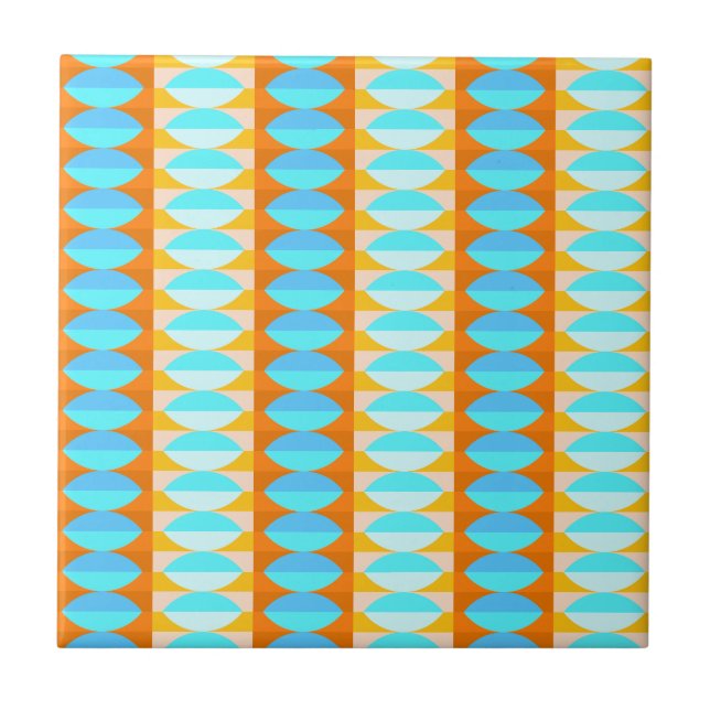 Carreau Couleur Turquoise Bleu Orange Jaune Motif (Devant)