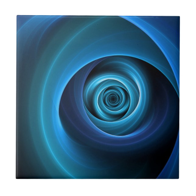 Carreau Couleurs bleu spirale 3D Art Abstrait fractal mode (Devant)