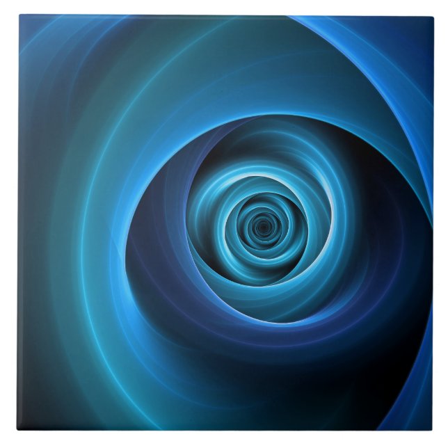 Carreau Couleurs bleu spirale 3D Art Abstrait fractal mode (Devant)