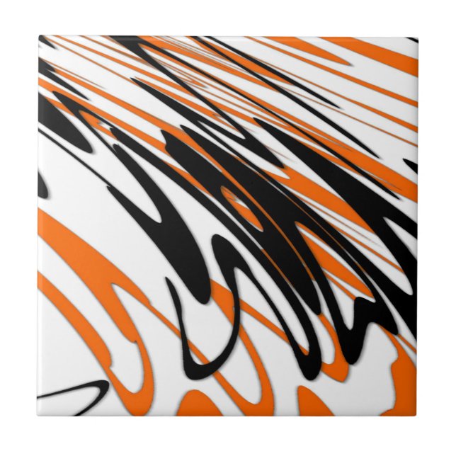 Carreau Couleurs du Bengale Orange et lignes noires (Devant)