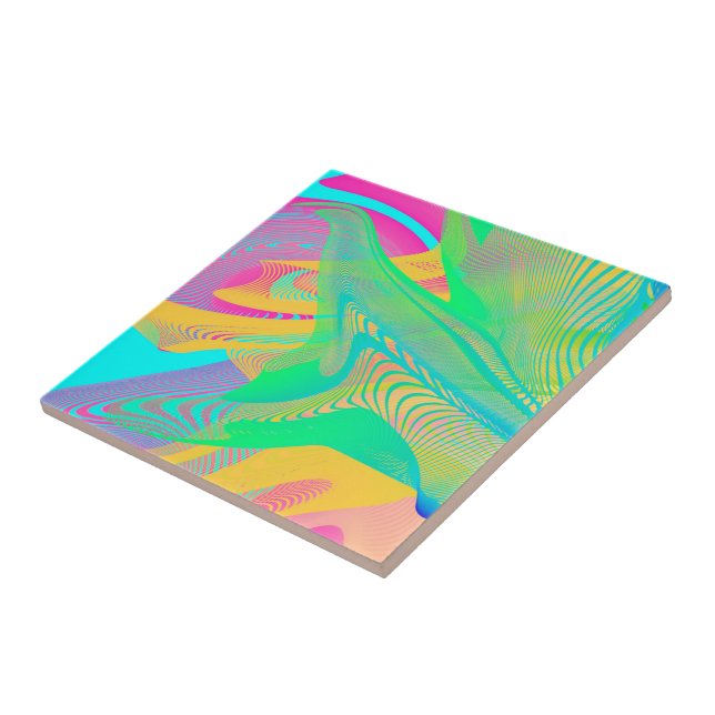 Carreau COULEURS FLUO - Art Fractal - (Côté)