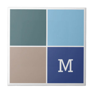 Carreau Couleurs nautiques personnalisées monogramme carre