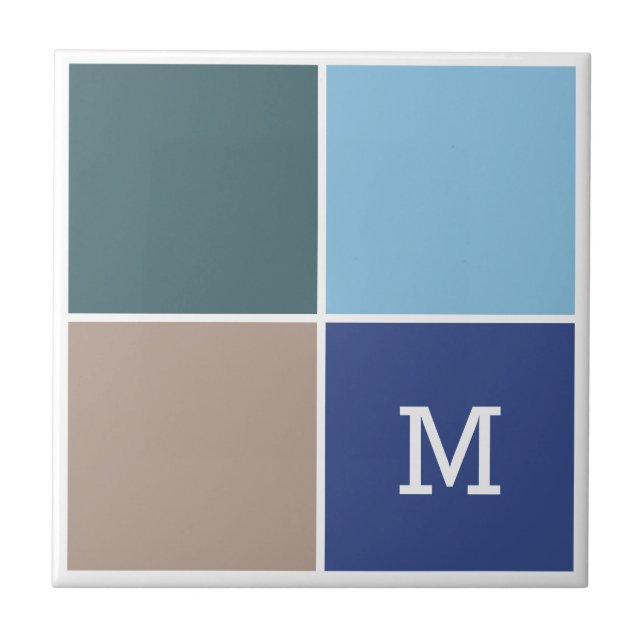 Carreau Couleurs nautiques personnalisées monogramme carre (Devant)