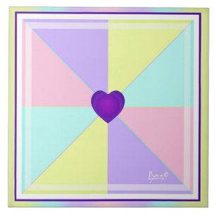 Carreau Couleurs pastel & coeurs violets battre