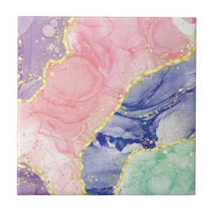 Carreau Couleurs pastel parties scintillant or marbre