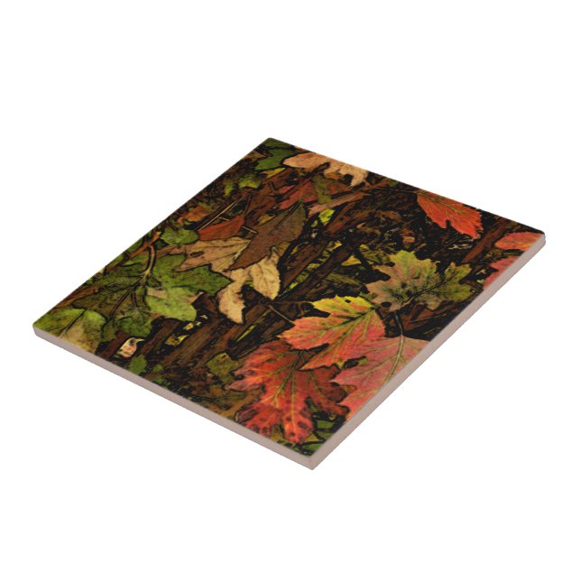 CARREAU COULEURS RICHES ET TERRESTRES / FEUILLES DE TOMBÉE (Côté)