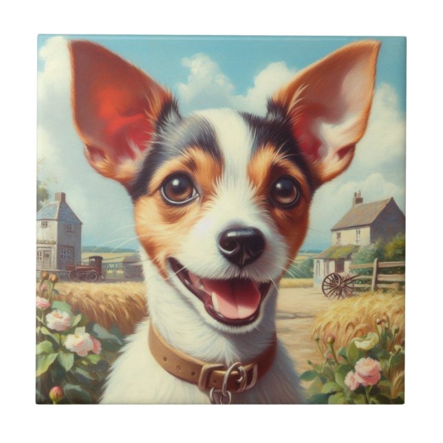 Carreau Coupe Toy Fox Terrier Peinture (Devant)