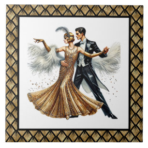 Carreau Couple Art Déco élégant