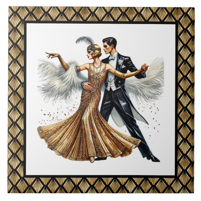Carreau Couple Art Déco élégant (Devant)