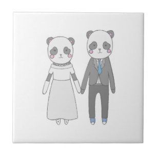 Carreau Couple de Mariage Panda Mignon – Mariée & Mari Kaw