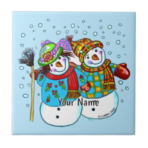 Carreau Couple de neige Bonhomme de neige