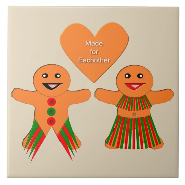 Carreau Couple de pain d'épices de Noël (Devant)